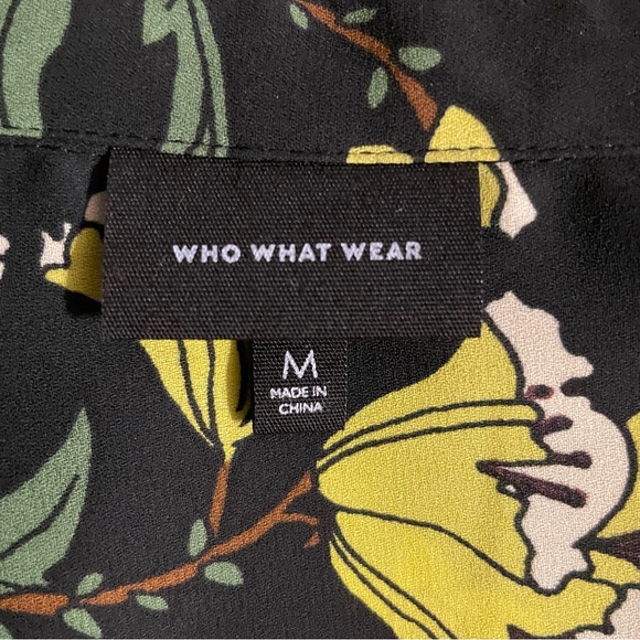 Floral Button Up Shirt Black Yellow Who What Wear Women’s Size Medium - Picture 7 of 11